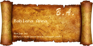 Bablena Anna névjegykártya