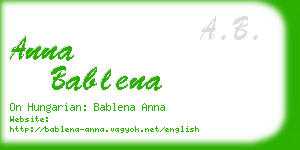 anna bablena business card